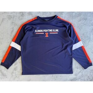 University of Illinois Fighting Illini Graphic Tshirt 2XL Long Sleeved Blue